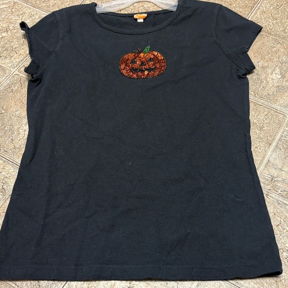 Black Pumpkin Embroidered kids Top - Picture 1 of 3